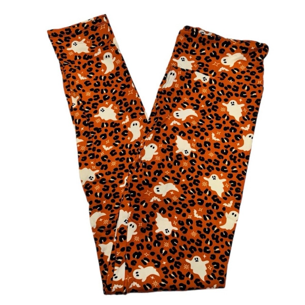 TC2 Lularoe Leggings Halloween Animal Print With Ghosts  Fits 18/24